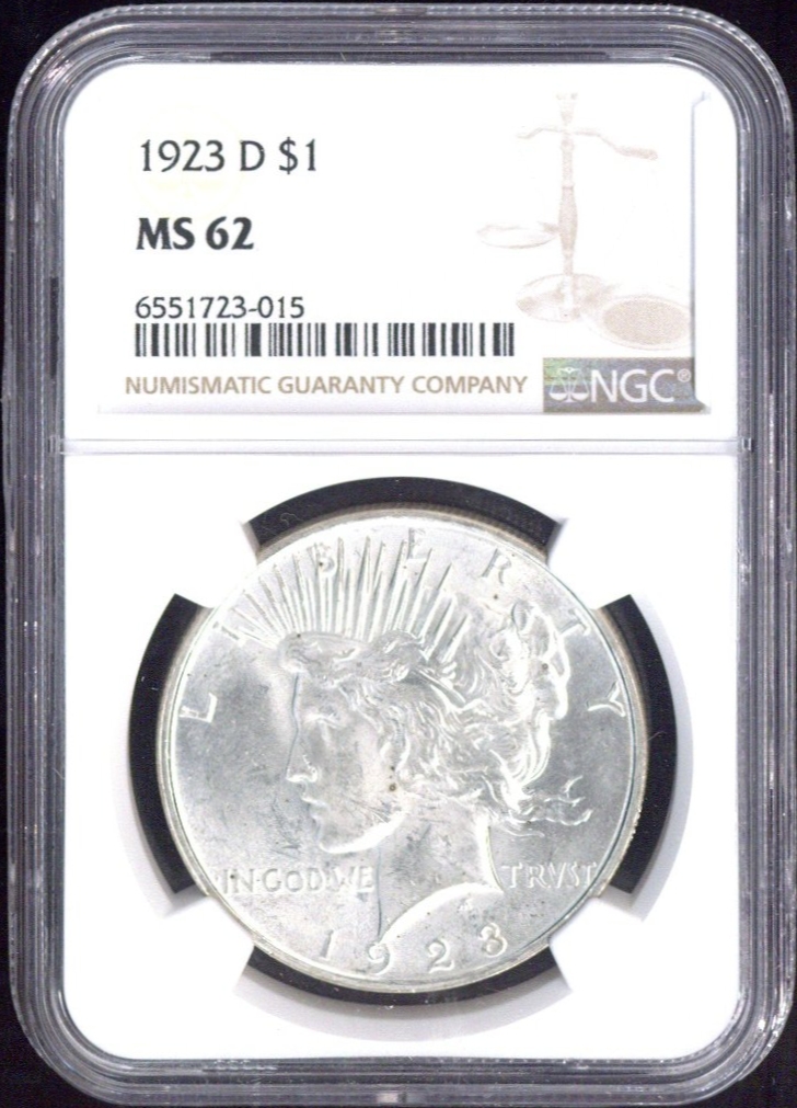 1923-D One Dollar NGC MS62